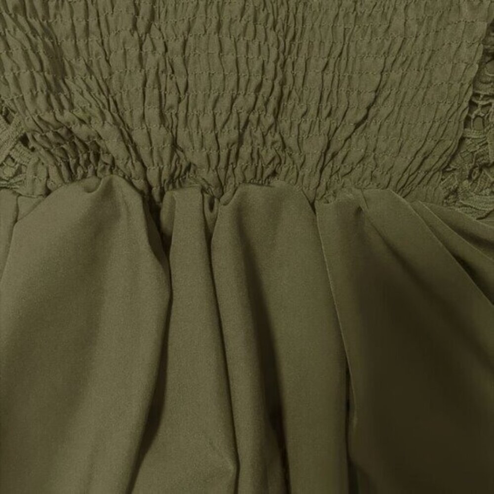 Bohemian Lace Sleeveless Stretch Top Army Green‎ V-Neck NEW Plus Sz 4X - Picture 2 of 2